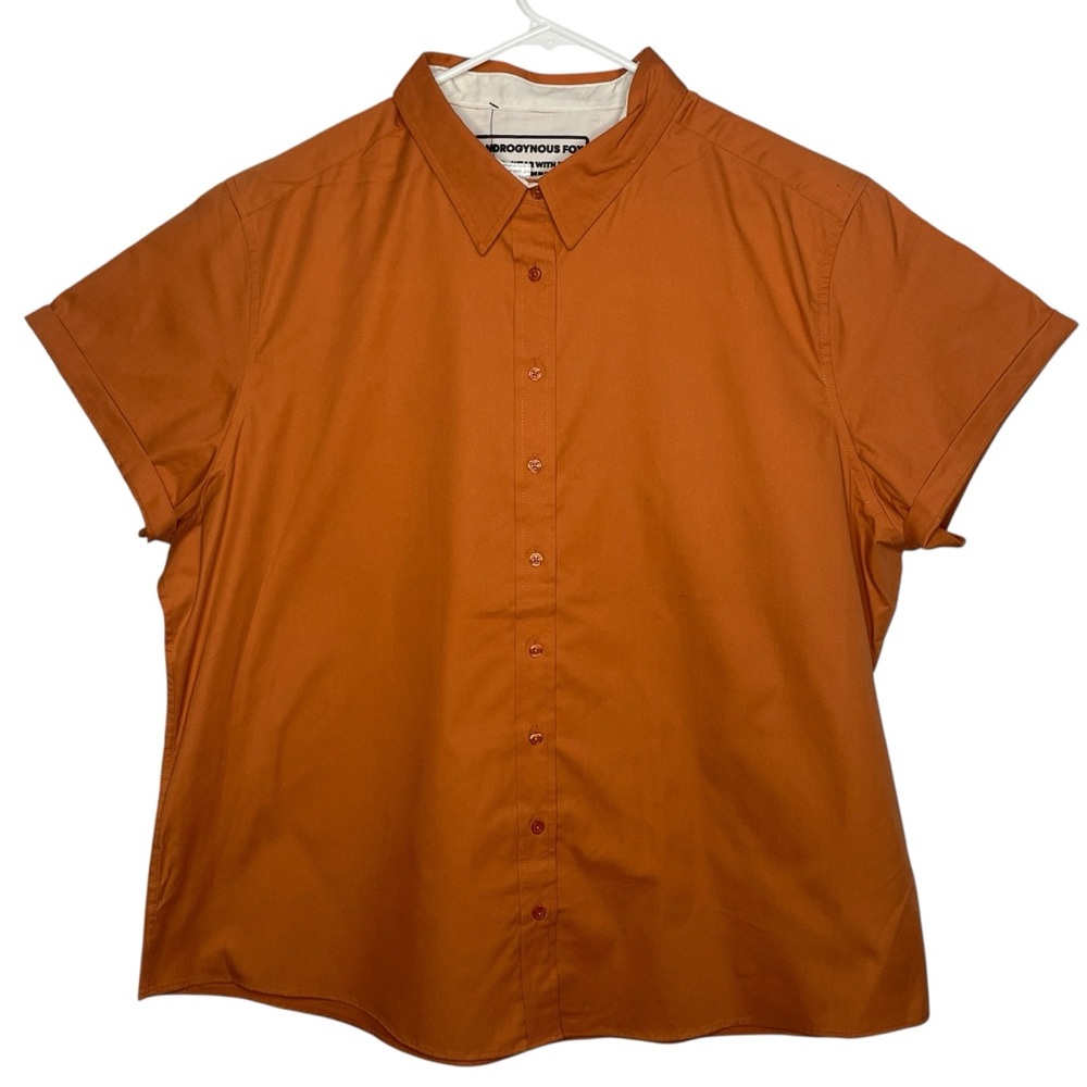 Androgynous Fox Swift Fox Button-Up Shirt Mens Size 3XL Short Sleeve Orange NWT